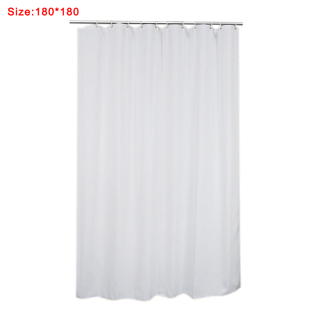 FABRIC SHOWER CURTAIN PLAIN WHITE RING EXTRA WIDE LONG WITH HOOKS